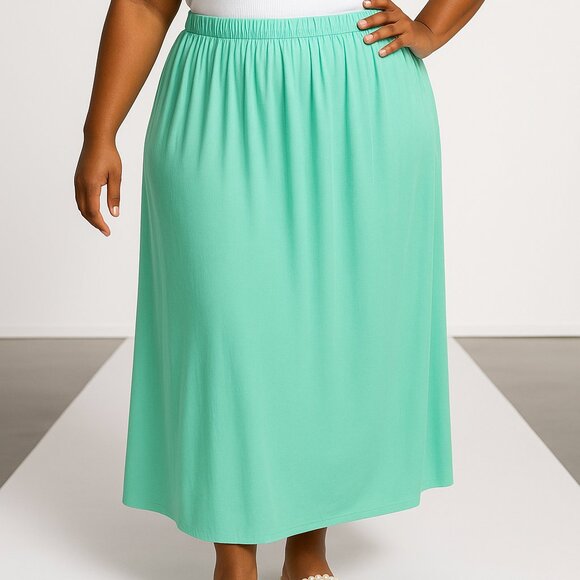 Plus size maxi skirt with elastic waistband - Picture 1 of 3